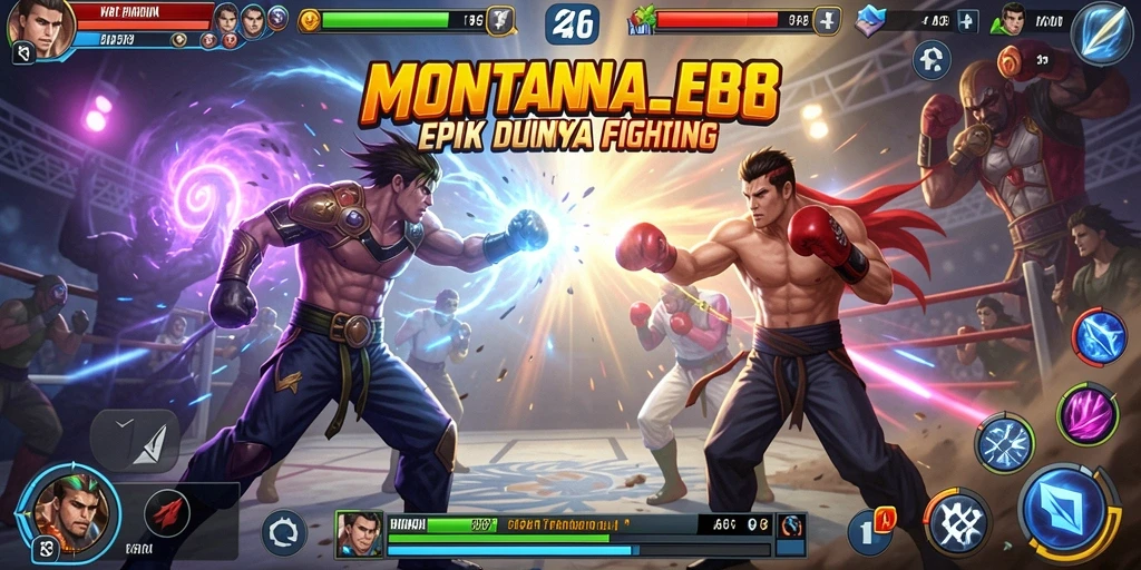 Screenshot gameplay MONTANA88 yang menampilkan aksi pertarungan penuh energi.