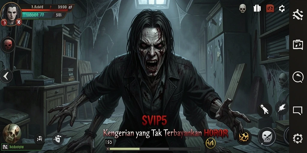 Tampilan gameplay SVIP5 yang menegangkan dengan makhluk menyeramkan.